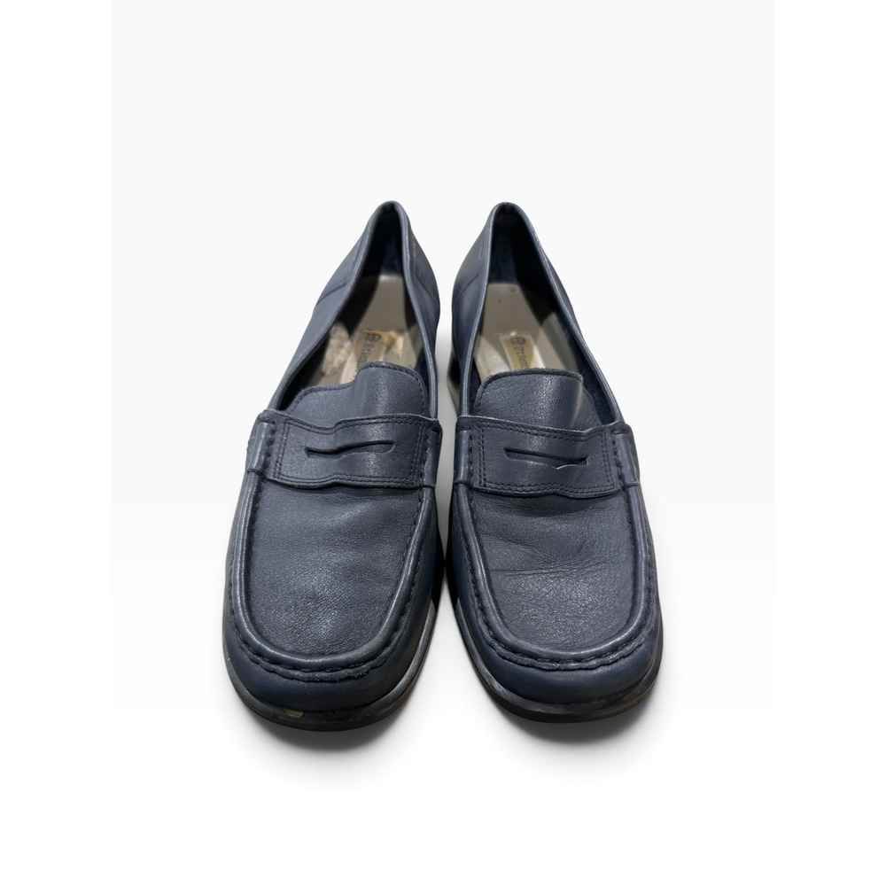 Etienne Aigner Navy Leather Penny Loafers Vintage Boho Earthy Rustic Shoes 7.5N